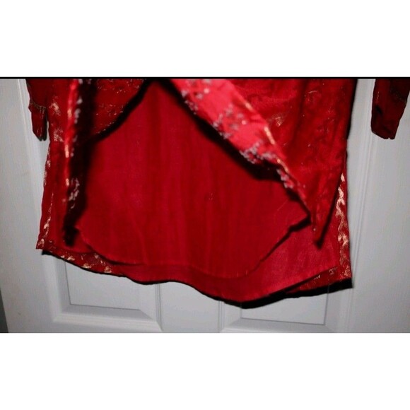 BIBA Festive Holiday Red/Gold Embroidery Boho Tunic Global Sz Small Vibrant - Picture 8 of 9